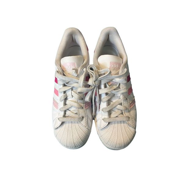 Adidas Superstar J Big Kids' Shoes Cloud White/Clear Pink/Bliss Pink kids size 4 - Picture 9 of 11